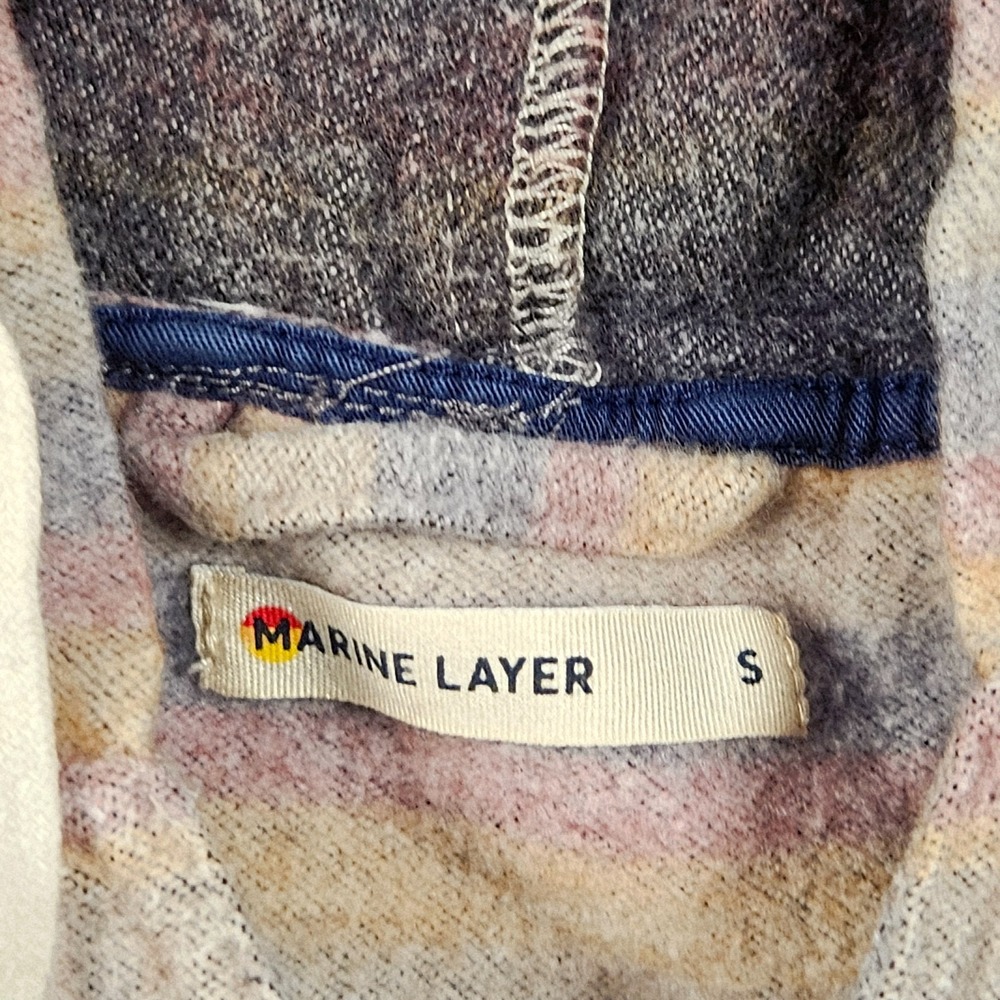 Marine Layer Hoodie Mens Small Striped Multicolor Baja Pockets Casual Beach - Picture 3 of 11